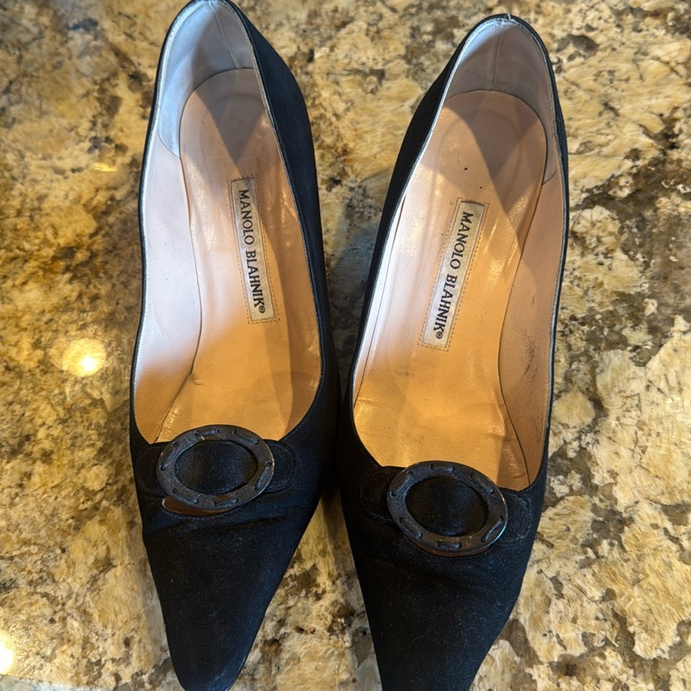 Manolo Blahnik black suede heels